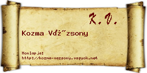 Kozma Vázsony névjegykártya